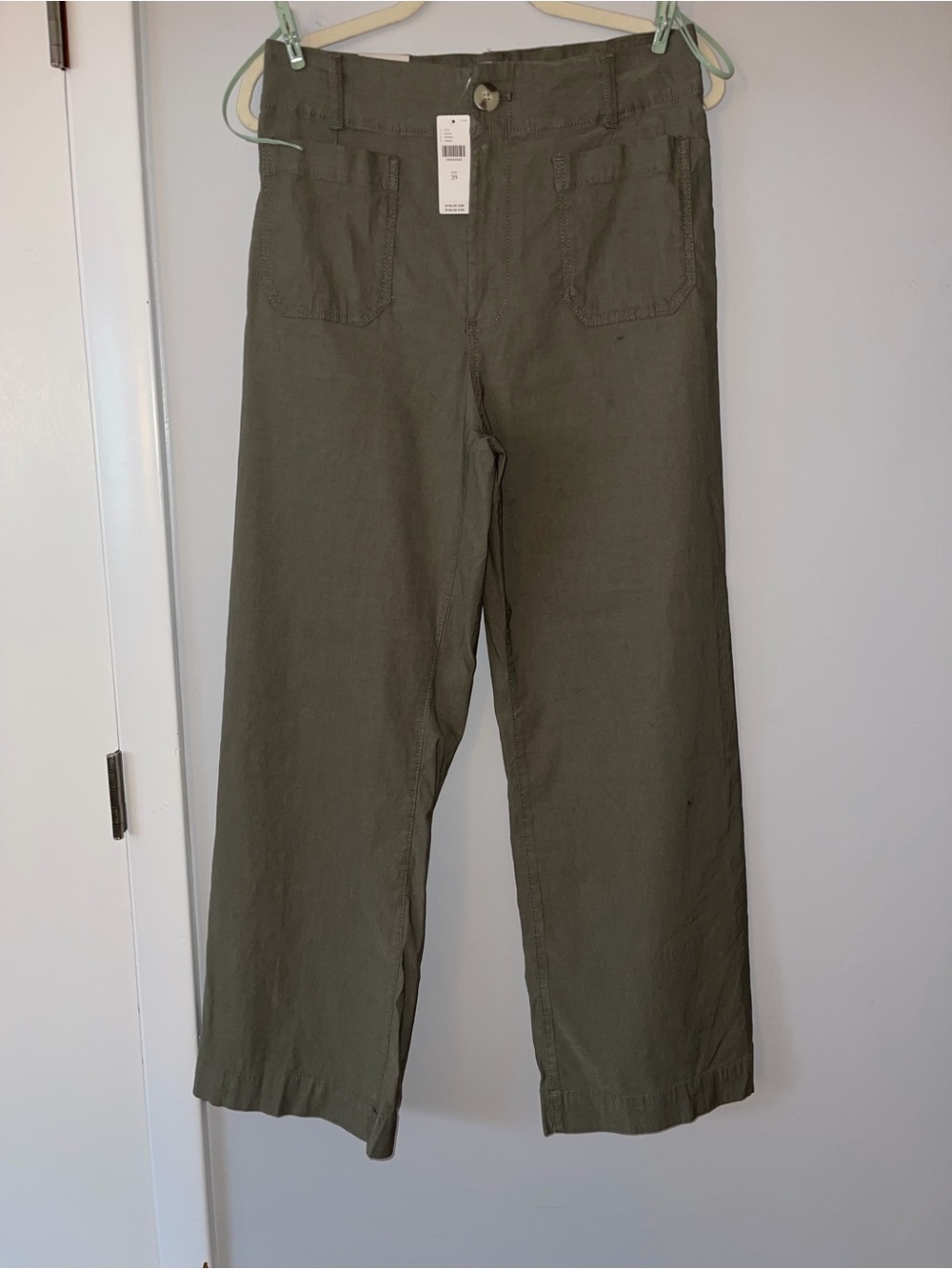 Women's Olive Wide-Leg Chinos